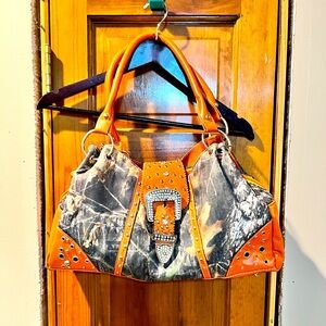 Camo and Orange Purse